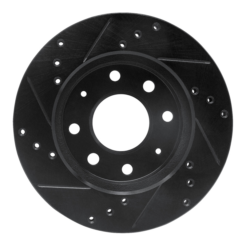 Dodge Colt Brake Rotor (1) - Front Right - R1 Concepts - Drilled & Slotted - Black - `88-`07